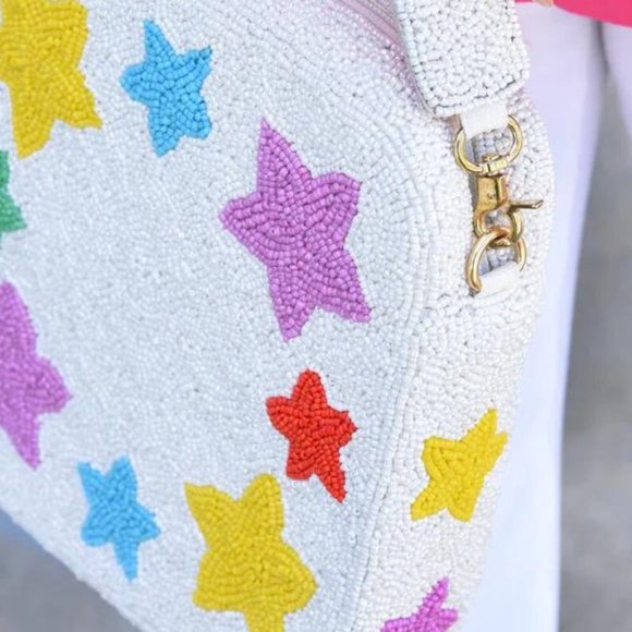 Colorful Star Celestial Beaded Box Bag with Star Crossbody Strap Handbag NEW - Picture 5 of 5